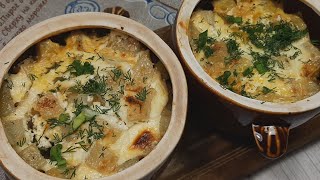 Картофель в горшочках с грибами/potatoes in pots with mushrooms