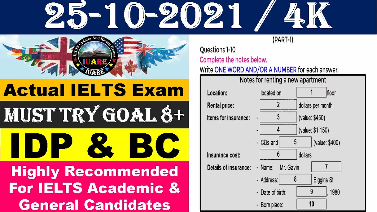 IELTS Listening Actual Test With Answers | IELTS Listening Actual Test ...