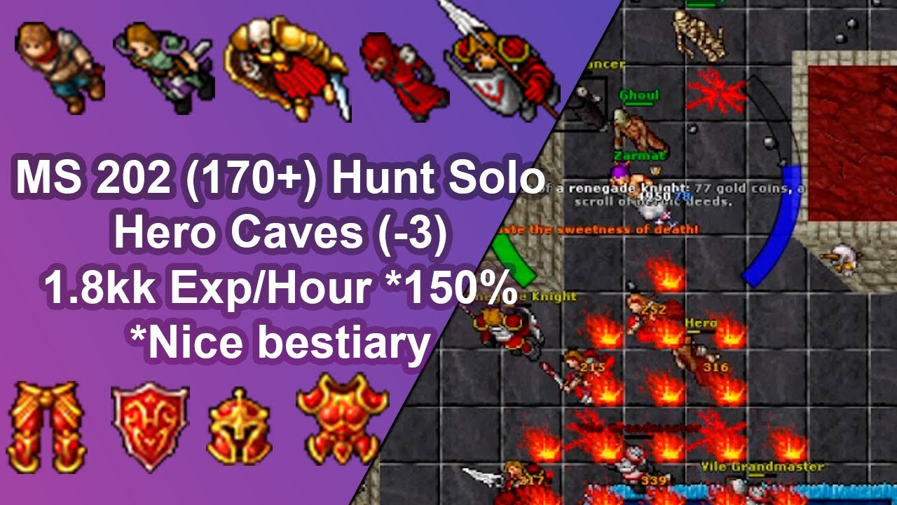 Hunt for Mages level 30+ in Hero Cave (Grim Reapers + Exori Flam)