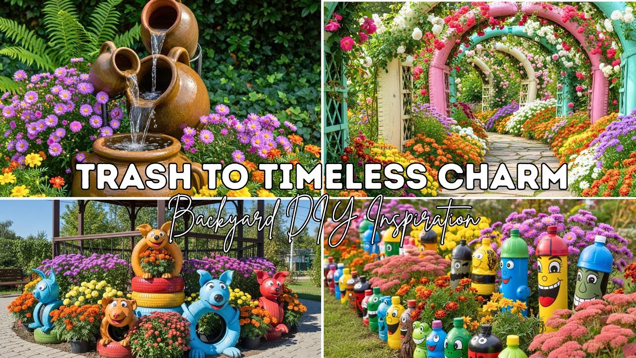 From Trash to Timeless Charm 🌿 15 DIY Upcycled Garden Borders & Characters That Will Blow Your Mind!