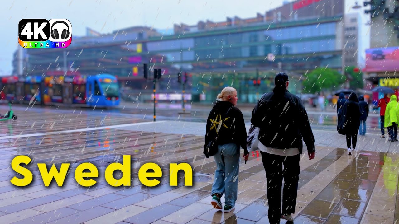 Sweden 🇸🇪 Stockholm | Almost 2 Hour of relaxing 🌧️ Rain Walk in the