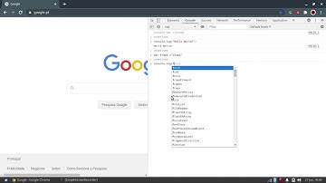 Hello World em Javascript num navegador Web.