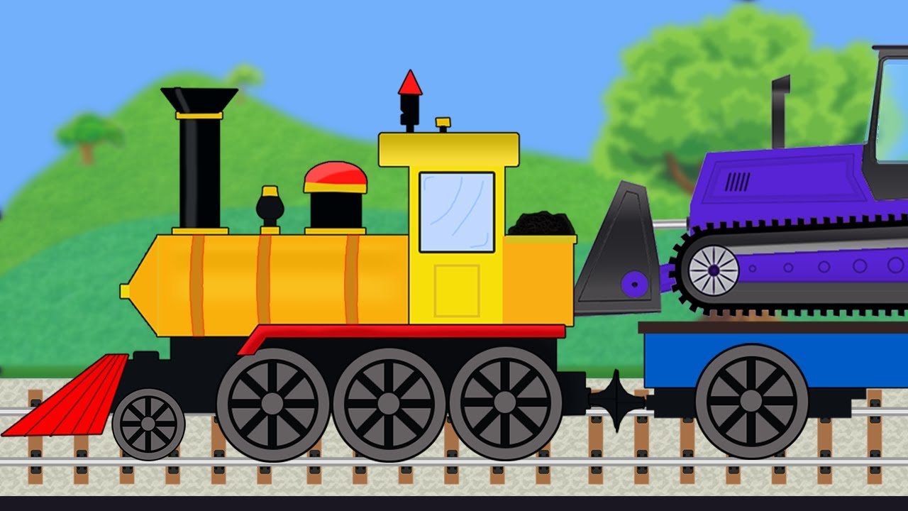Yellow Train Collect Caterpillar Tractors | Funny Learning Cartoon with  Trains for Kids - YouTube