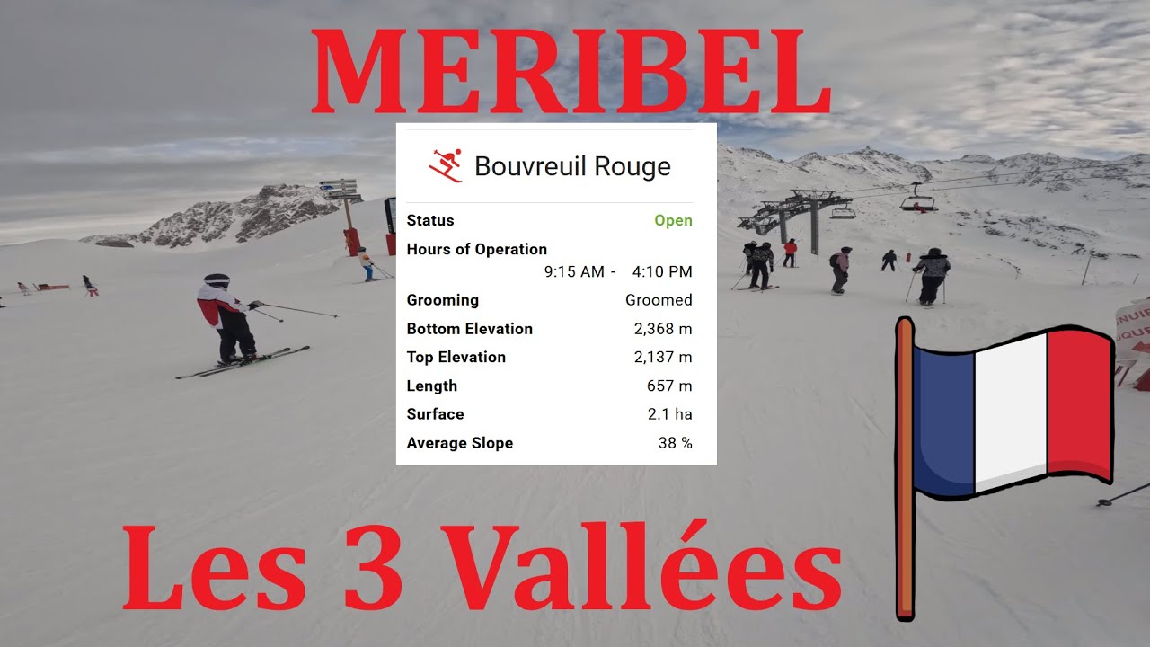 Skiing red piste 'Bouvreuil' in Meribel, Les 3 Vallées, GoPro 4k, 2026