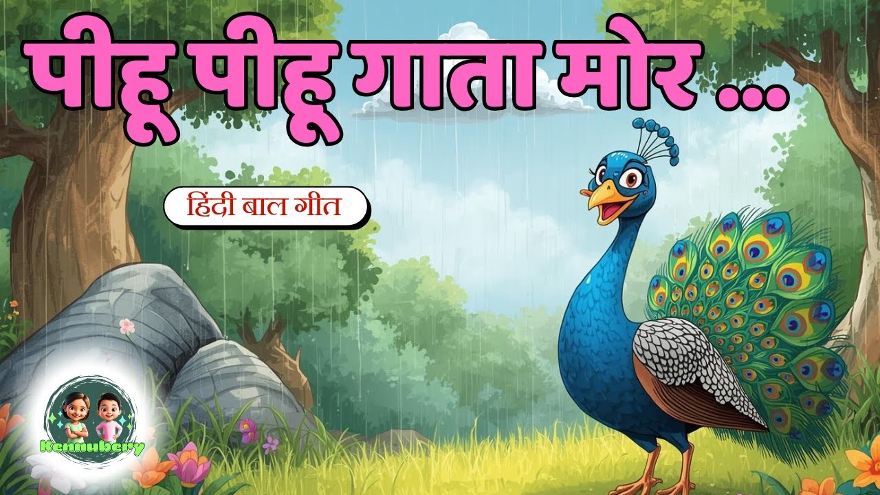 Hindi Rhymes for Kids | पीहू पीहू गाता मोर | Animated Hindi Poem | Kids