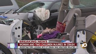 Woman, 2 kids hurt in crash on southbound I-805 north of SR-52