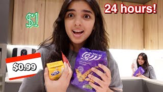 لمدة يوم كامل اكل ارخص الاكلات!!👀⌛️😬| 24hours CHEAP FOOD!