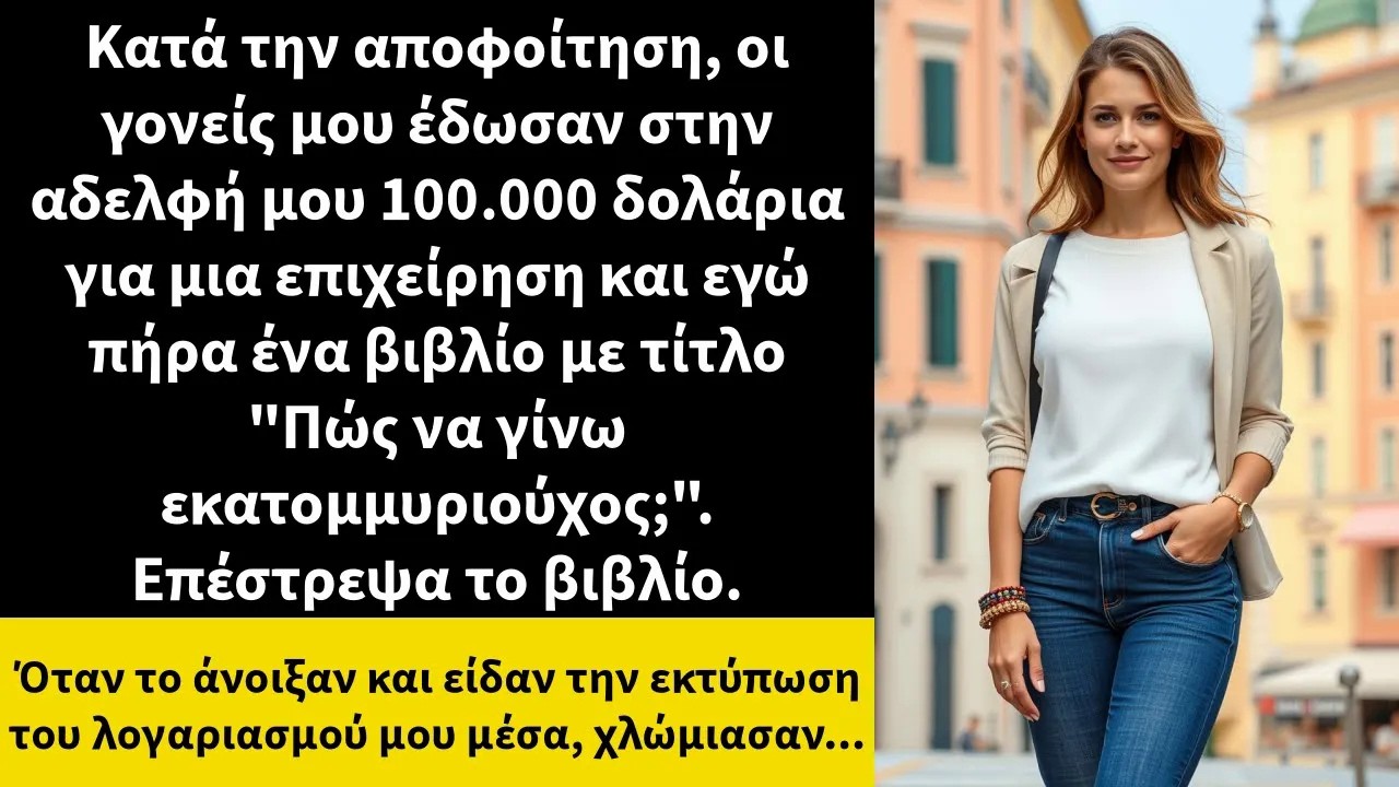 Κατά την αποφοίτηση, οι γονείς μου έδωσαν στην αδελφή μου 100 000 δολάρια για μια επιχείρηση και