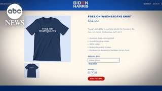 Biden mocks Trump with 'Free on Wednesdays' shirts after challenging him to debates