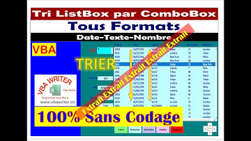 Extrait VBA Filtrer TOUS FORMAT ListBox par ComboBox( texte-Date-Nombre/ Sans Codage115 VbaWriter.ch