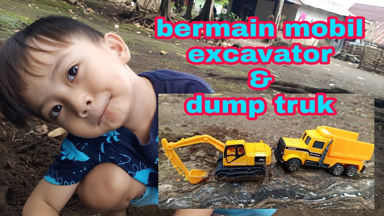 Bermain mainan mobil excavator dan  Dump  Truk  mini YouTube