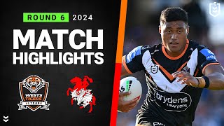 NRL 2024 | Wests Tigers v Dragons | Match Highlights