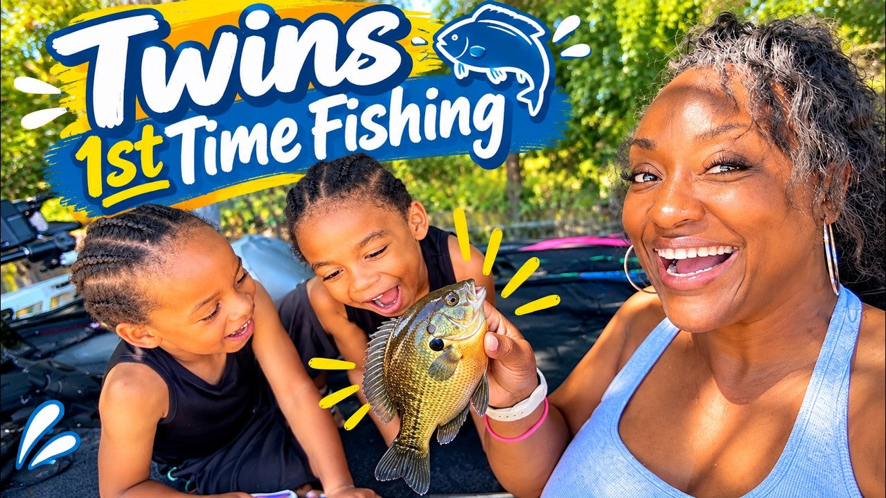 The TWINS Catch Their FIRST Fish | Kids Go Bluegill Fishing on Boat