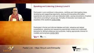 Literacy in Foundation to Level 2 classrooms – Speaking & Listening