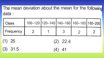 The mean deviation about the mean for the following data :(1) 25  (2) 22.4  (3) 31.5..| Doubtify JEE