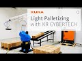 Light palletising with robot KR CYBERTECH-2 equipped with AIRSKIN for greater safety