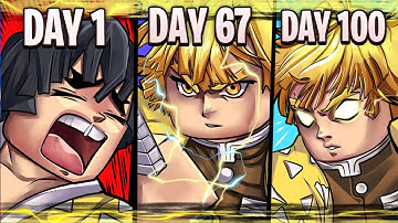 Spending 100 Days As ZENITSU AGATSUMA In PROJECT SLAYERS...