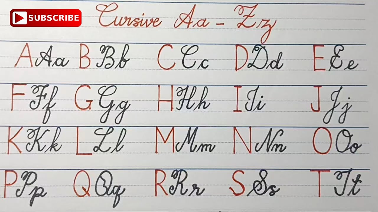 Cursive Writing A to Z Alphabets | Capital & Small Letters Alphabets ...