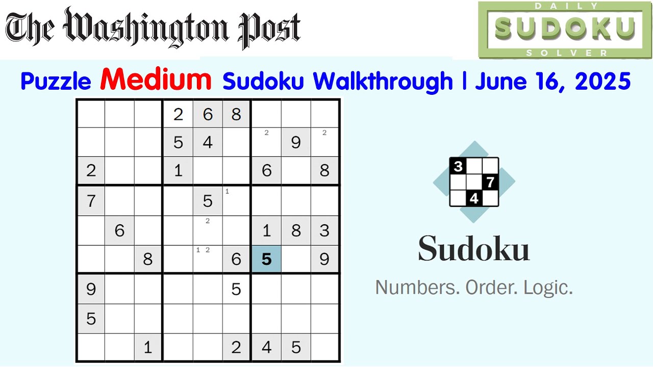 The Washington Post Puzzle Medium Sudoku Daily Challenge Walkthrough