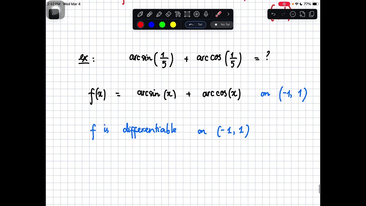 E3-8.3. Consequence of MVT: find arcsin (1/5) + arccos(1/5)