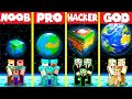 Minecraft Battle: PLANET EARTH BASE HOUSE BUILD CHALLENGE - NOOB vs PRO vs HACKER vs GOD / Animation