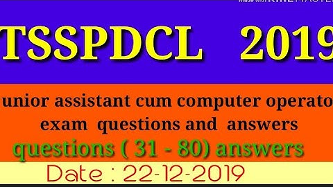 TSSPDCL  junior assistant cum computer operator exam 2019 key paper