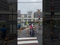 Crossing a railway line in Japan