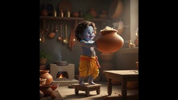 Little Krishna: The Butter Heist 🧈💙#shorts #youtubeshorts #ytshorts #aitechstories