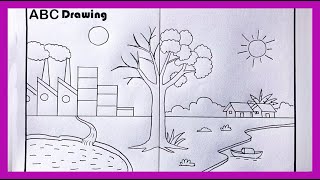 Difference Between Village And City | Environment Drawing | Drawing With Only Pencil