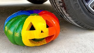 Crushing Crunchy &amp; Soft Things by Car! - EXPERIMENT PUMPKINS RAINBOWS vs CAR vs FOOD