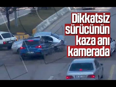 Kırıkkale’de dikkatsiz sürücünün kaza anı kamerada