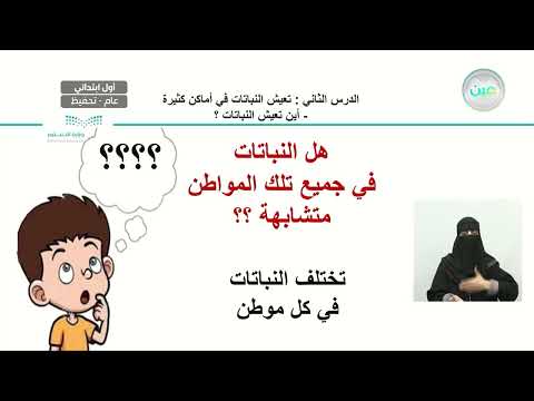 الدرس الثاني تعيش النباتات في أماكن كثيره اين تعيش النباتات العلوم أول ابتدائي