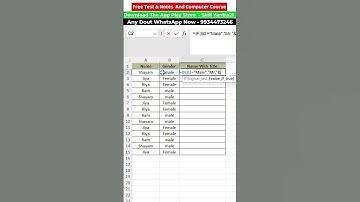 How to Add "Mr." and "Ms." in Excel sheet 😎||Advance Excel 🔥|| #shorts #excel #exceltips