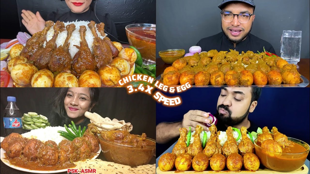 ASMR: Eating Spicy Chicken Leg And Egg Curry Eating Challenge 😍😋 with basmati rice Mukbang