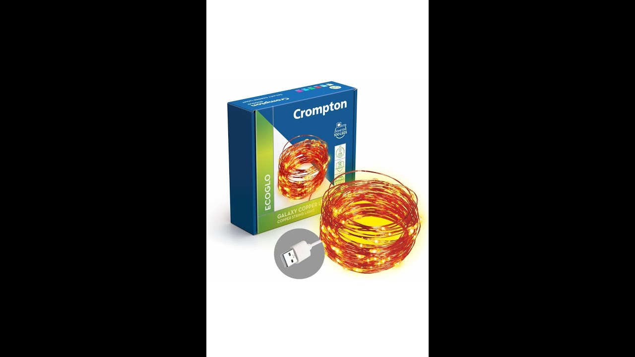 Crompton Galaxy Decoration Copper USB Powered String Fairy Lights with 100 Led Light