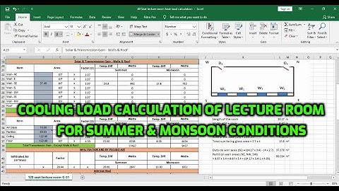 Heat load calculation of room, summer & monsoon conditions using E20 excel sheet part-1