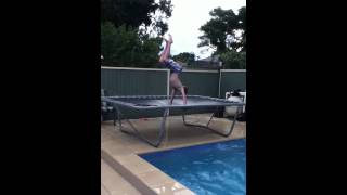 Tramp Tricks Into The Pool