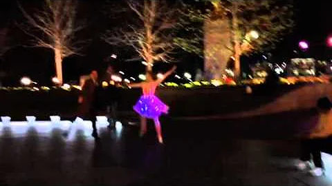 Anna Courter dancing in Columbus Circle