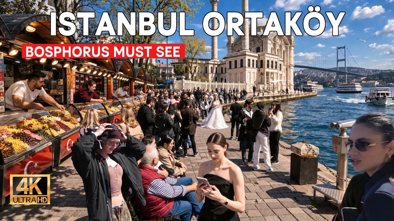 Istanbul Turkey 2026 4k Walking Tour | Ortaköy Kumpir Street, Souvenir Market & Bosphorus View