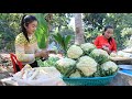Sreypov's kitchen: Amazing 15kg cauliflower cooking / Stir-fry cauliflower with chickens