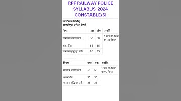 RPF RAILWAY POLICE EXAM PATTERN SYLLABUS 2024