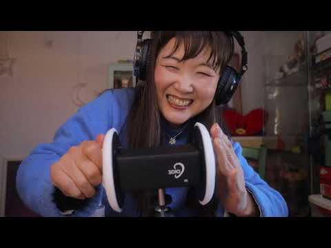 SUB字幕【ASMR】君にオイルつけて耳介マッサージ★３Dioマイクで快眠OillTextured Ear Massage tickle