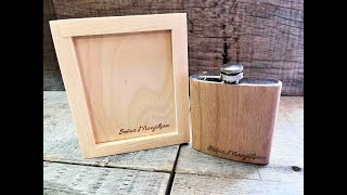 Cherry Wood Engraved Flask and/or wooden gift box. Great gift for your wedding party!