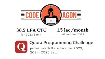CodeAgon 36.5 LPA CTC & 1.5 Lac Stipend | Quora Challenge | 2022, 2023, 2024, 2025