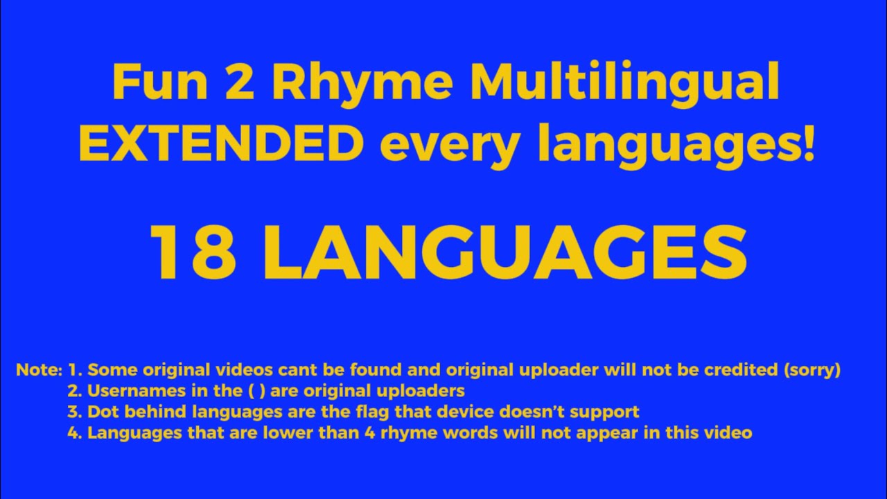 Fun 2 Rhyme Language Fun 2 Rhyme ‘18’ languages BUT EXTENDED EVERY LANGUAGES! - YouTube