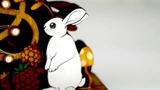 Laser Cut Woodland Rabbit Clock (Crescent shape)