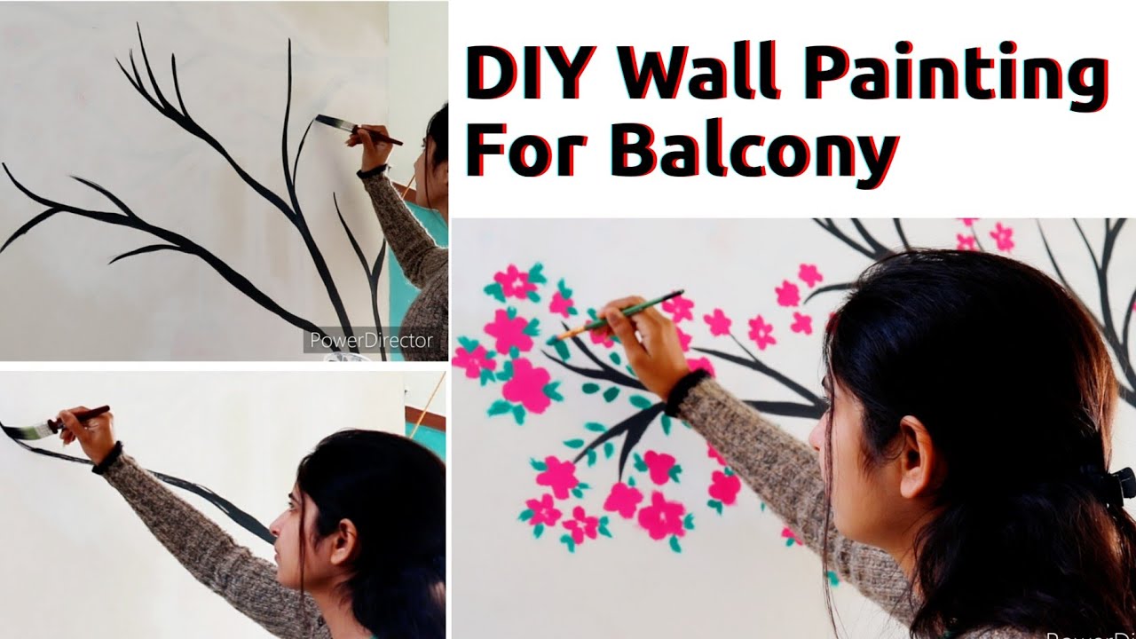 Easy DIY Wall Painting at Home Tree and flower Wall Painting Wall