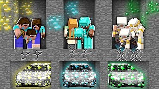 Minecraft NOOB vs PRO: FAMILY HOW NOT TO DIG TREASURE CAR ORE MINE CHALLENGE! 100% trolling