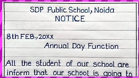 Notice On Annual Day Function 🎉In English ll Annual Day Function Notice ll