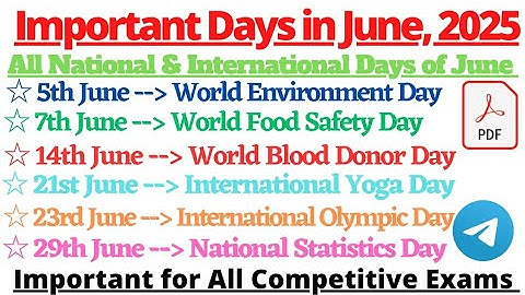 Important Days of June 2025 | National & International Days of June 2025 | Important Days in June |